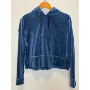 Calvin Klein Performance Blue Velour Cropped Hoodie - Women's Medium